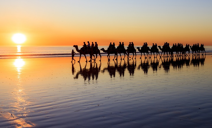 Camel rides on Cable Beach, Broome