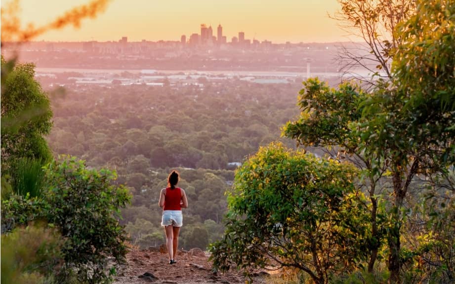 View of Perth skyline seen from Perth Hills, Kalamunda.