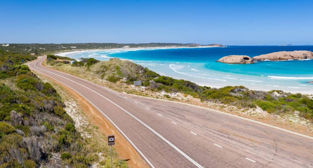 Beautiful Twilight beach can be seen while on the road.