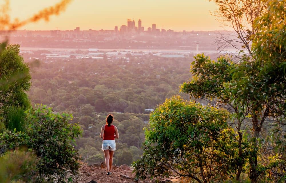 Watching the sunset over Perth skyline from Kalamunda Zigzag.