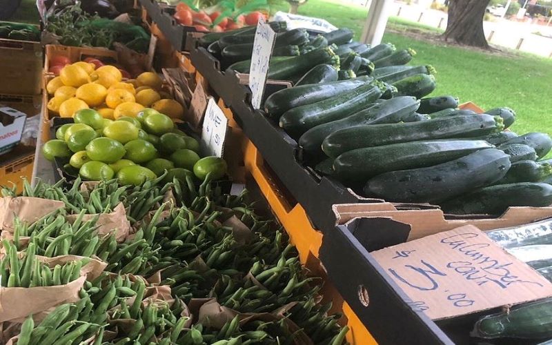Fresh vegetables at Kyilla Farmers' Market. 