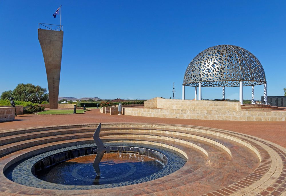 The monument commemorates the 645 service personnel who died when H.M.A.S. Sydney II was sunk on the 19th of November 1941.